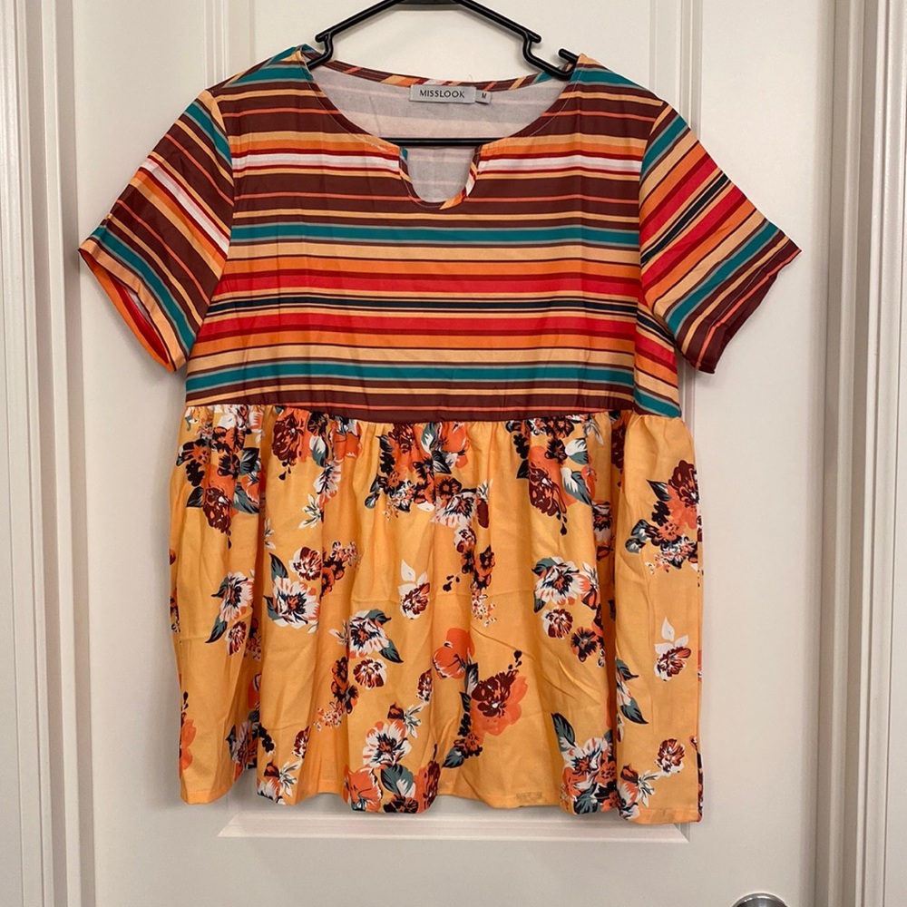 Colorful Babydoll Blouse Size Medium